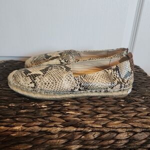 Sam‎ Edelman Khloe Leather Espadrille Flats Women's Snake Skin 8 1/2